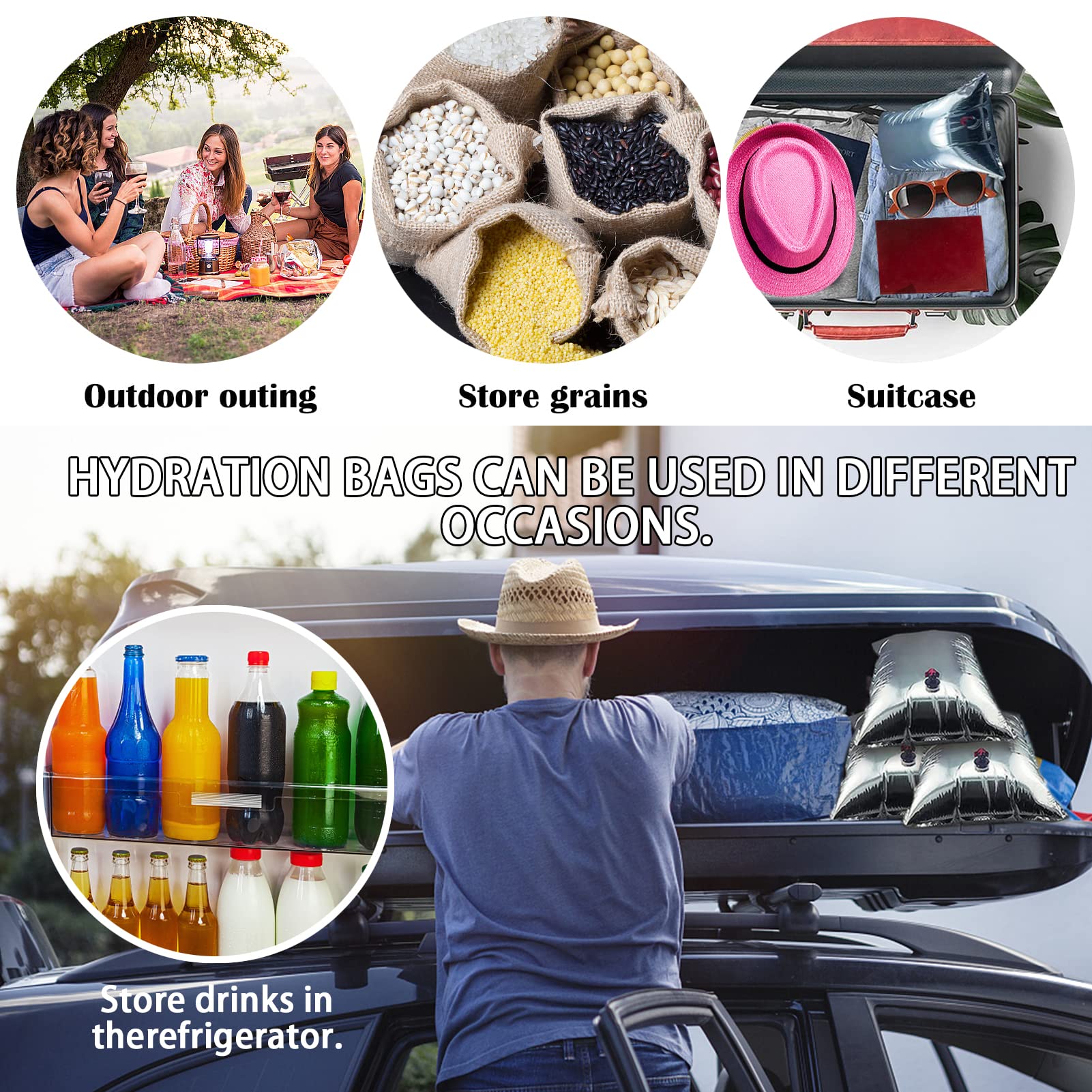 Faltbarer Wasserbehälter Notwasserbeutel,Asudaro 10St Wasserbeutel 5/10/30L Wassersack Wasser Behälter mit hahn Wasserkanister Wassertank für Outdoor Camping Wandern Notfall Picknick Grillen