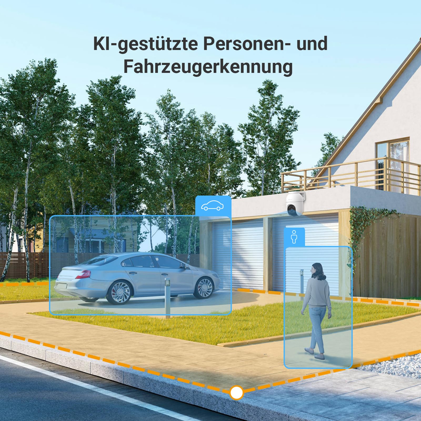 EZVIZ 4K Überwachungskamera Aussen WLAN, 360° PTZ Kamera Außen mit KI-Erkennung, Zwei-Wege-Audio, 2.4 & 5 GHz WLAN, 8MP Farbnachtsicht, Wetterfest, Fernsteuerung per App, C8c 4K (Version 2026)