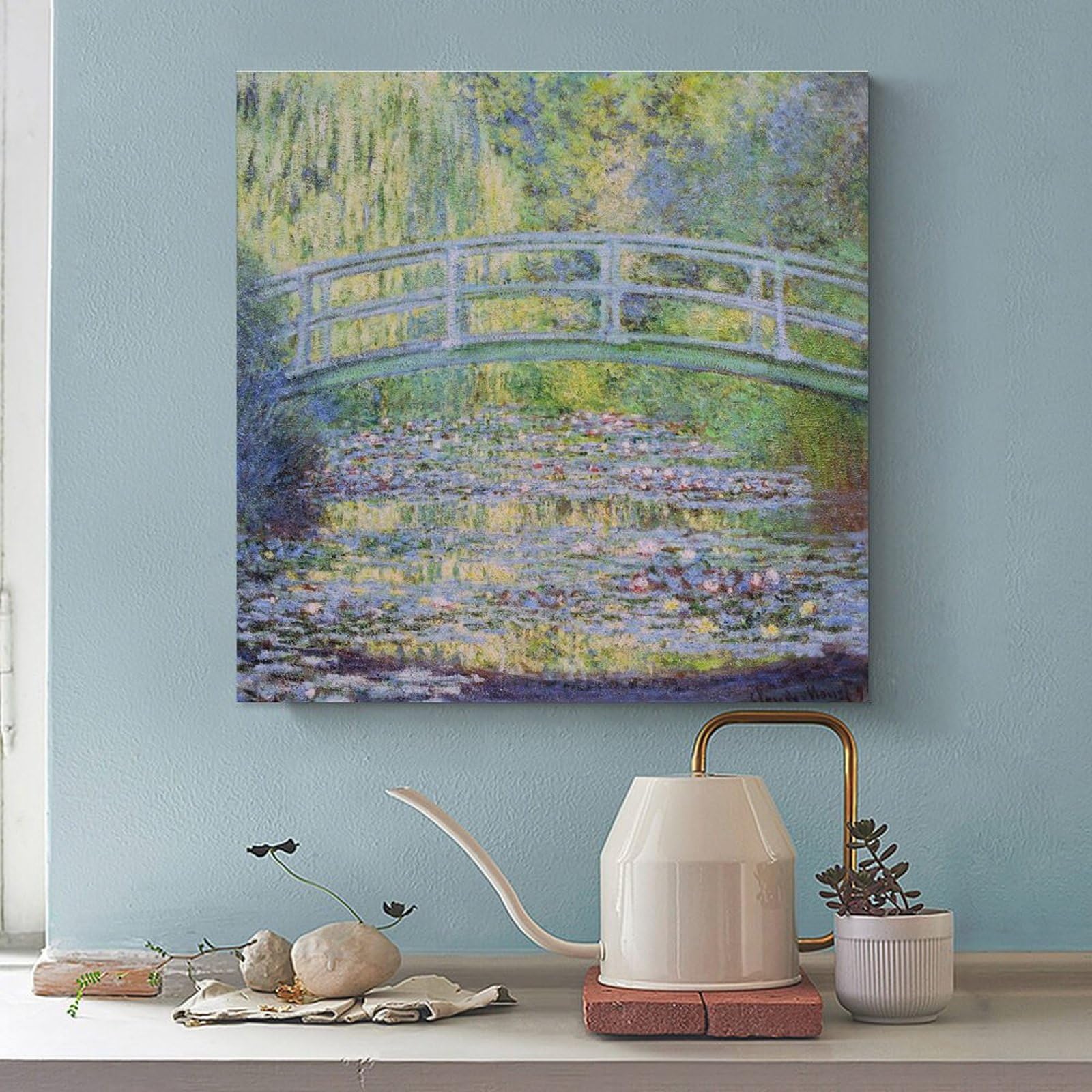 Amazon.co.jp: クロード・モネの「睡蓮の池と日本の橋」壁掛け版画
