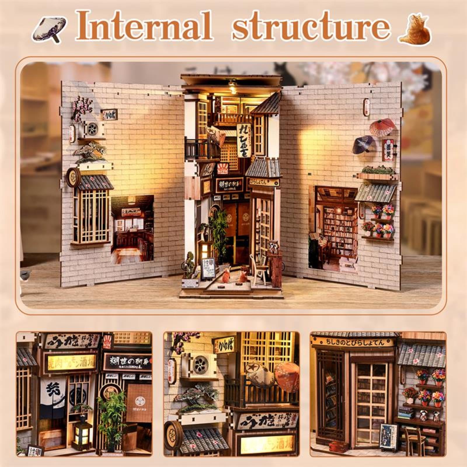 Kit Fai da Te per Angolo Lettura Giapponese per Adulti Modello in Miniatura Regalo di Compleanno Puzzle 3D per Casa delle Bambole BV02-019