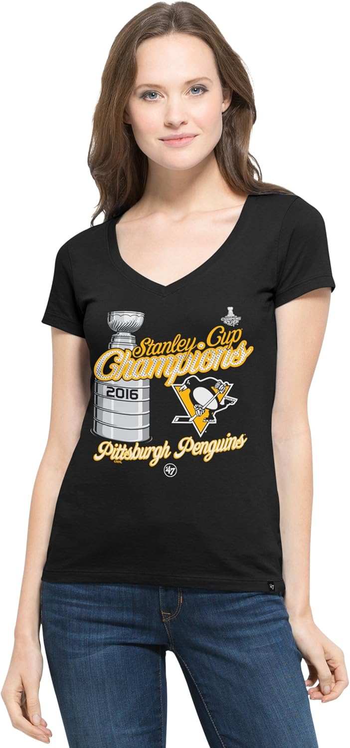 NHL Pittsburgh Penguins Women's 2016 Stanley Cup Champions '47 All Pro Flanker V-Neck Tee