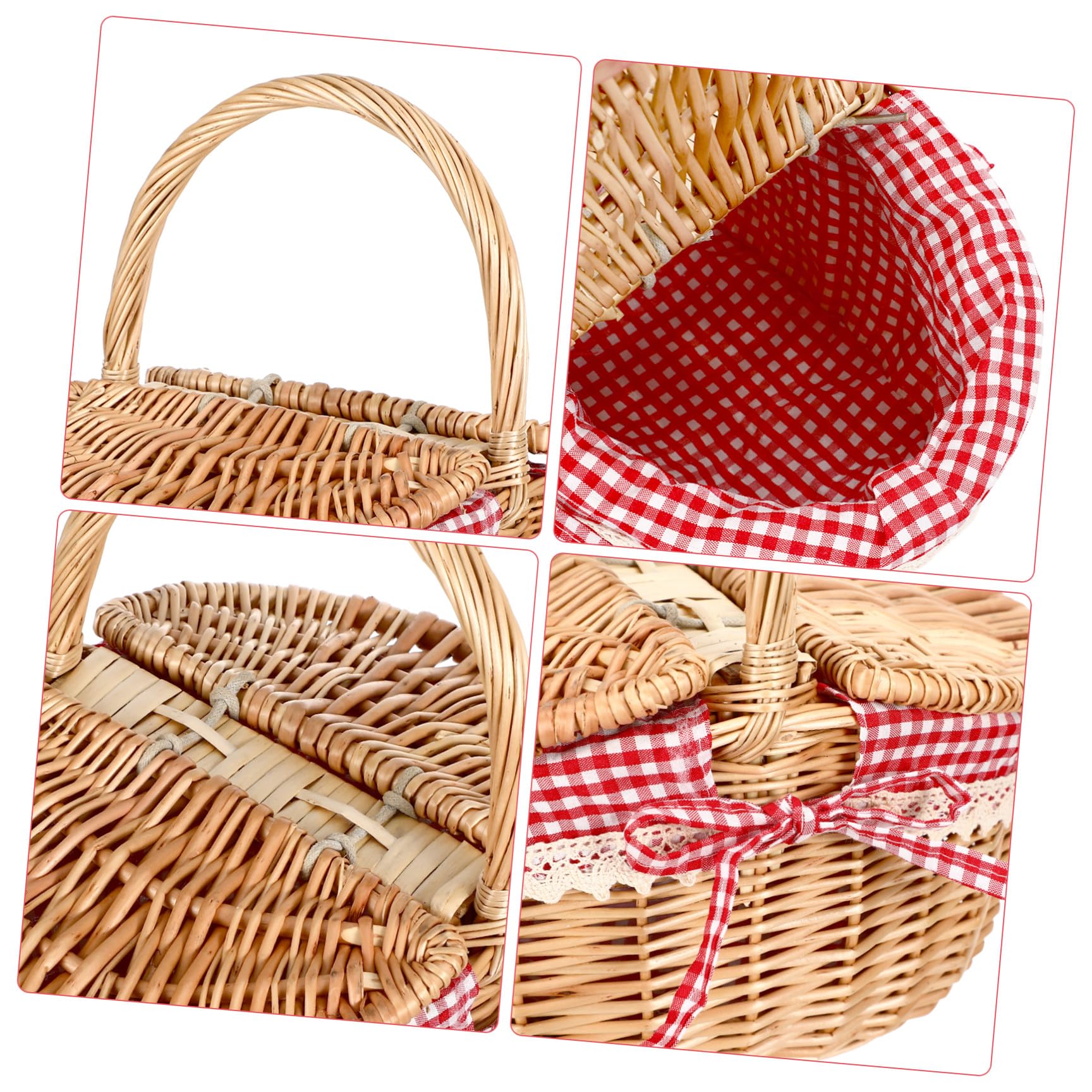 Cabilock Cesta De Picnic De Ratán Canasta De Pascua Cesta De Vacía Compartimientos De Almacenaje Cesta De Almacenamiento De Yute Tejido Cesta De Recogida Caperucita Rota Niño