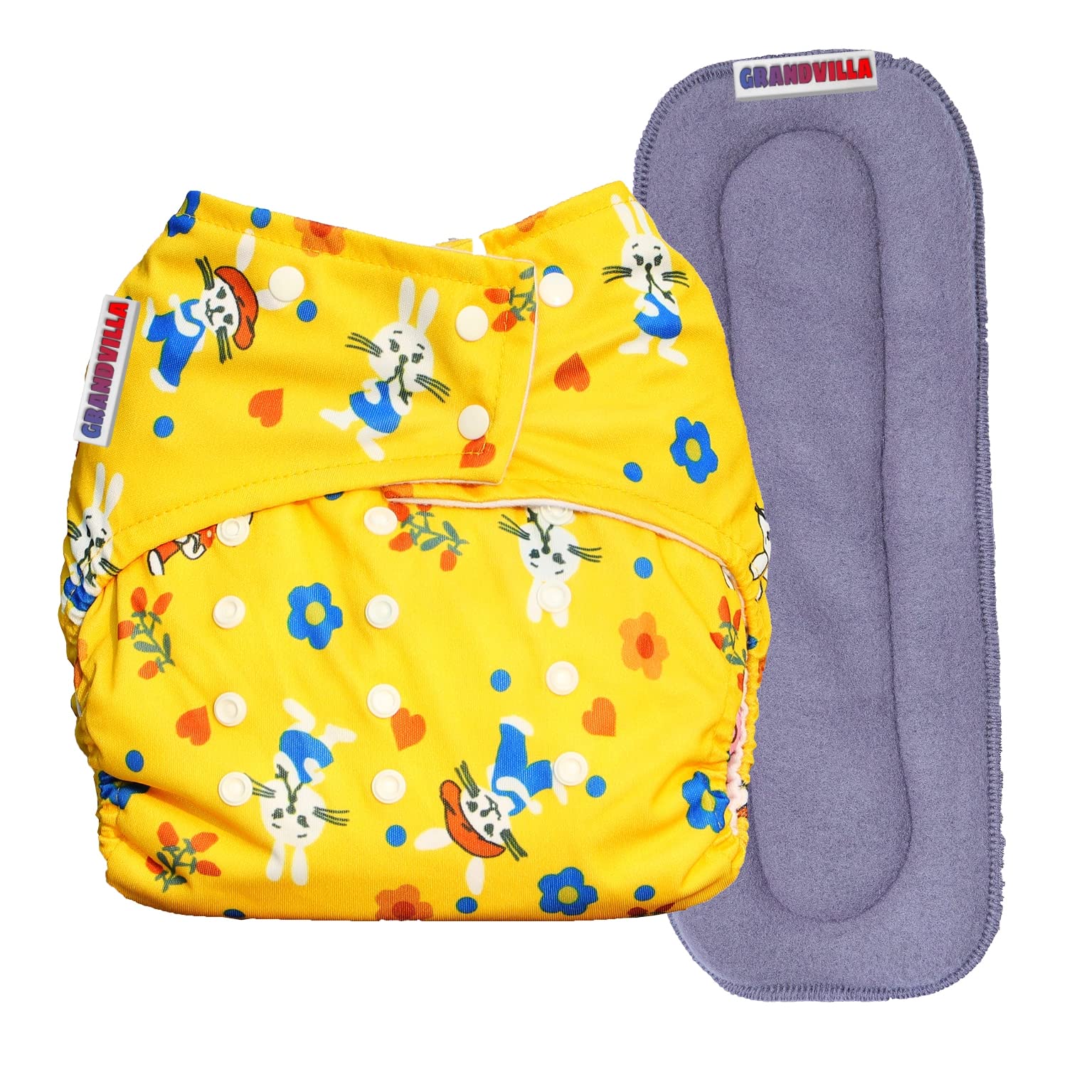 GRANDVILLA Freesize Adjustable, Washable and Reusable Cloth Diaper for babies 0-3 Years | Baby Washable Cloth Diaper Nappies with Wet-Free Inserts | Cloth Diaper for babies 0-3 Years