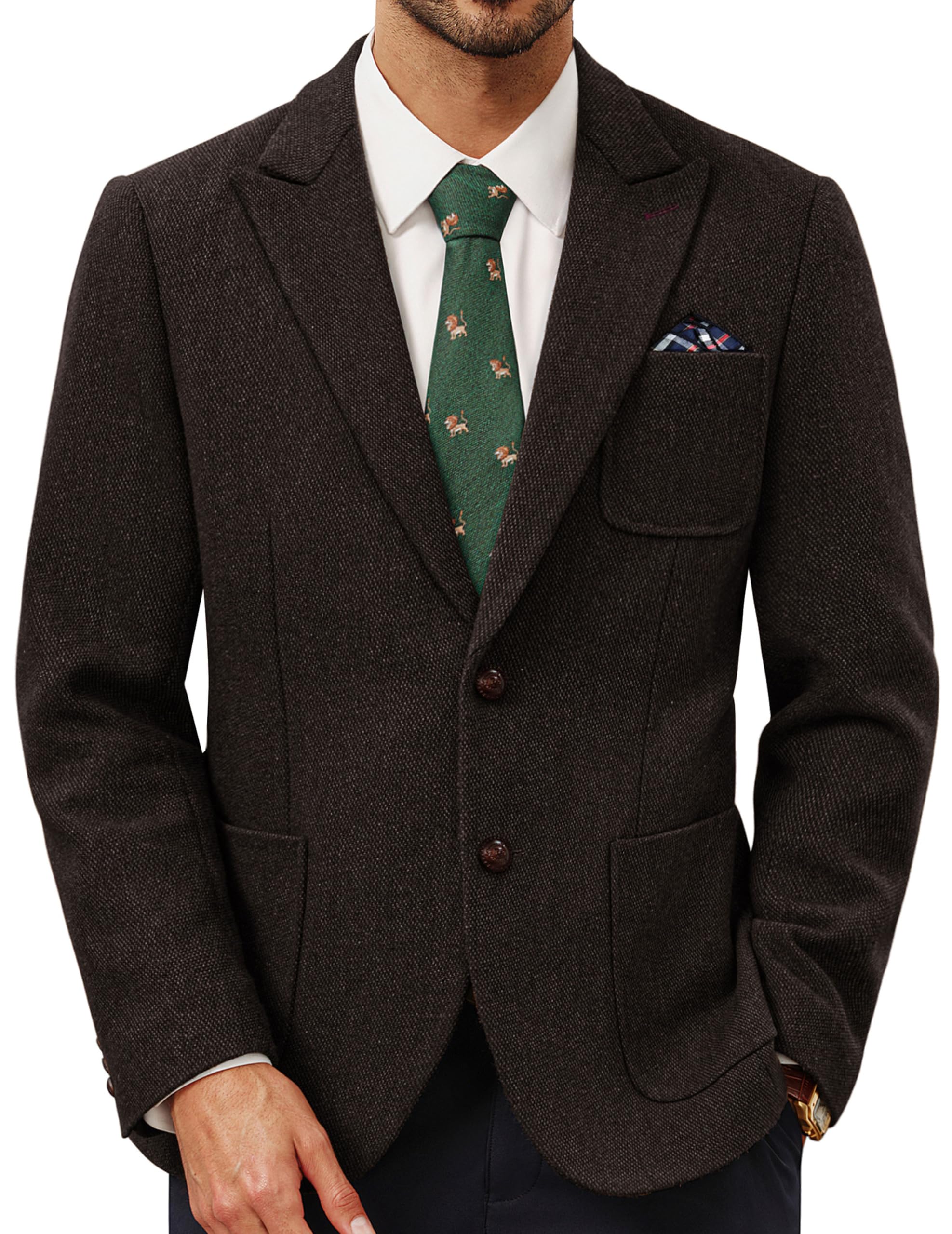 PJ PAUL JONES Sakko Herren 2 Knöpfe Tweed Wolle British Blazer Regular Fit Business Anzugjacke Männer