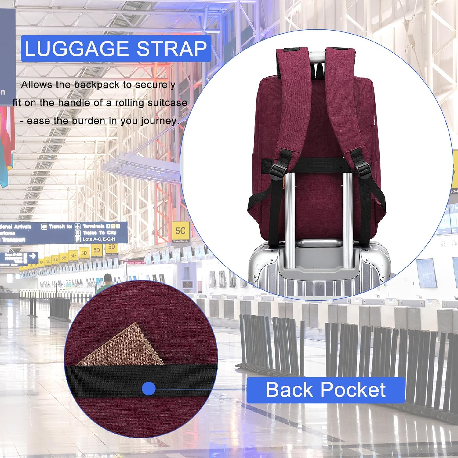 FAIME Laptop Backpack for Men Women, 15.6 Inch Travel Backpack Water Resistant Carry on Backpack with USB, Computer Backpack