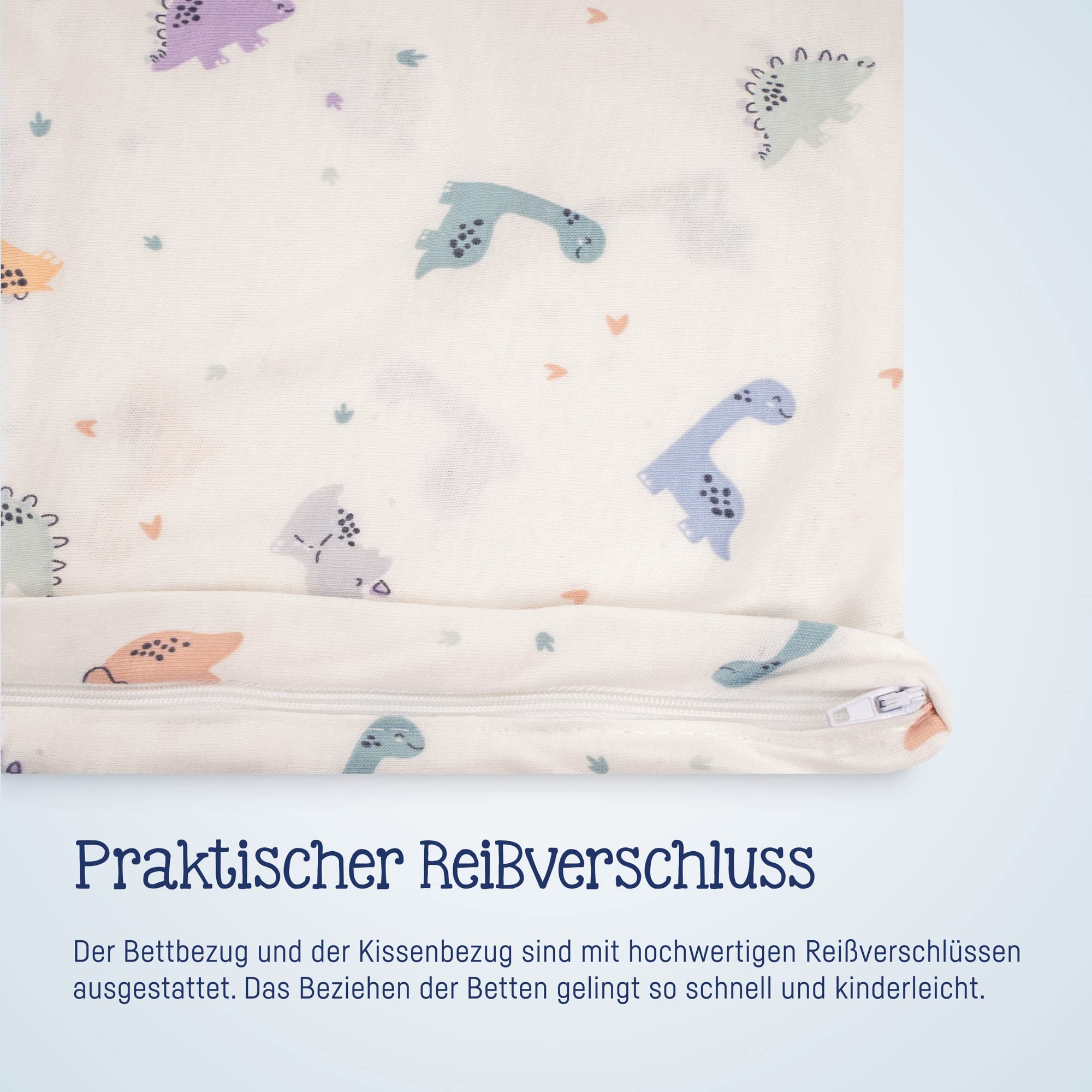 Julius Zöllner Biancheria da letto in jersey per bambini, 100 x 135 + 40 x 60 cm, set da 2 pezzi, copripiumino e federa, 100% jersey di cotone, con chiusura lampo, standard 100 by OEKO-TEX, Little