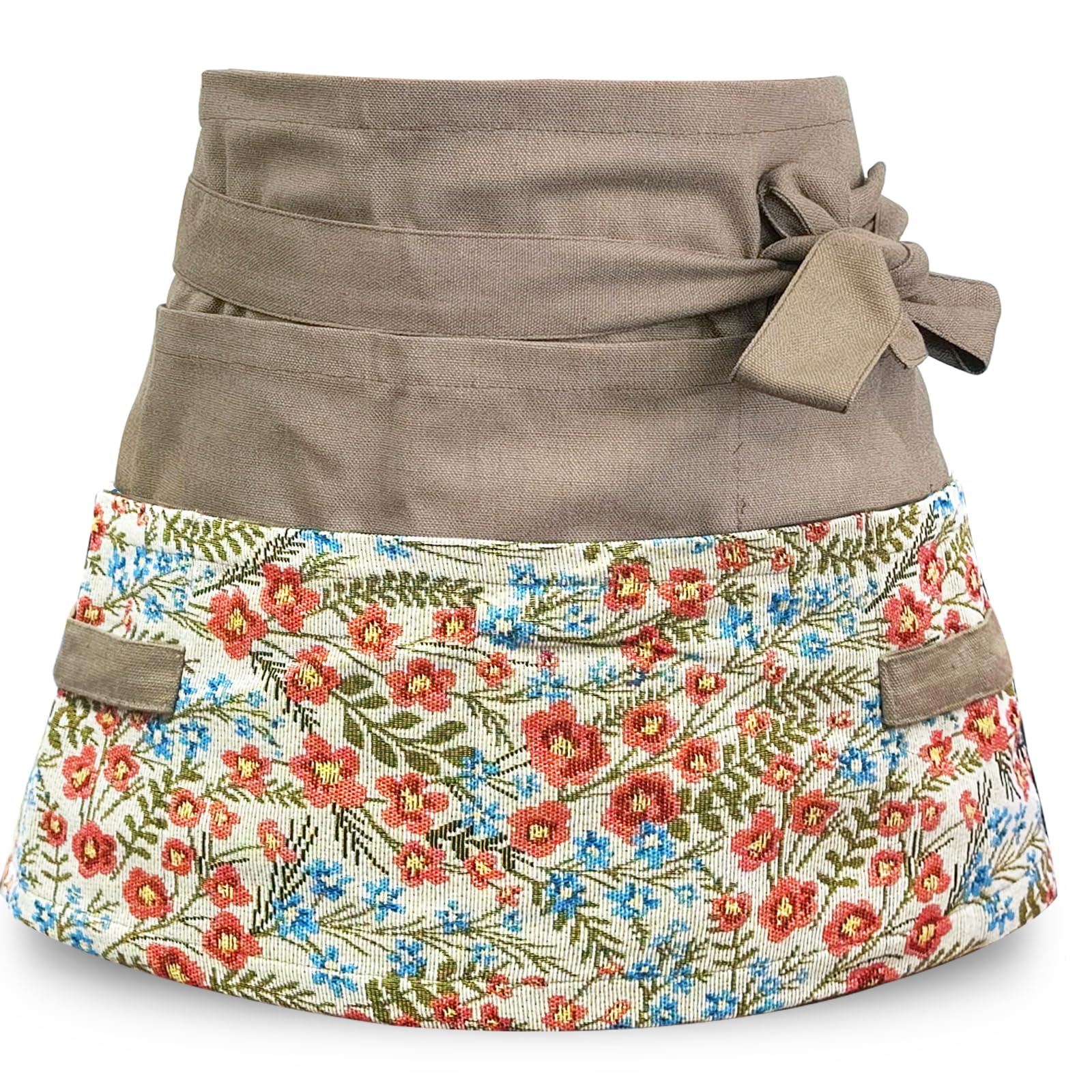 MILCIL Garden Apron for Woman, Serve Apron Cute, Flora Half Apron with 8 Pockets, Valentines Gift for Mom Wife Girlfriend