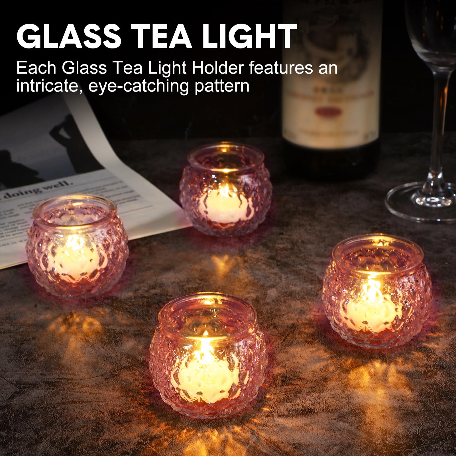 Amazon.co.jp: Layhit 36個 ラウンド奉納キャンドルホルダー ガラス