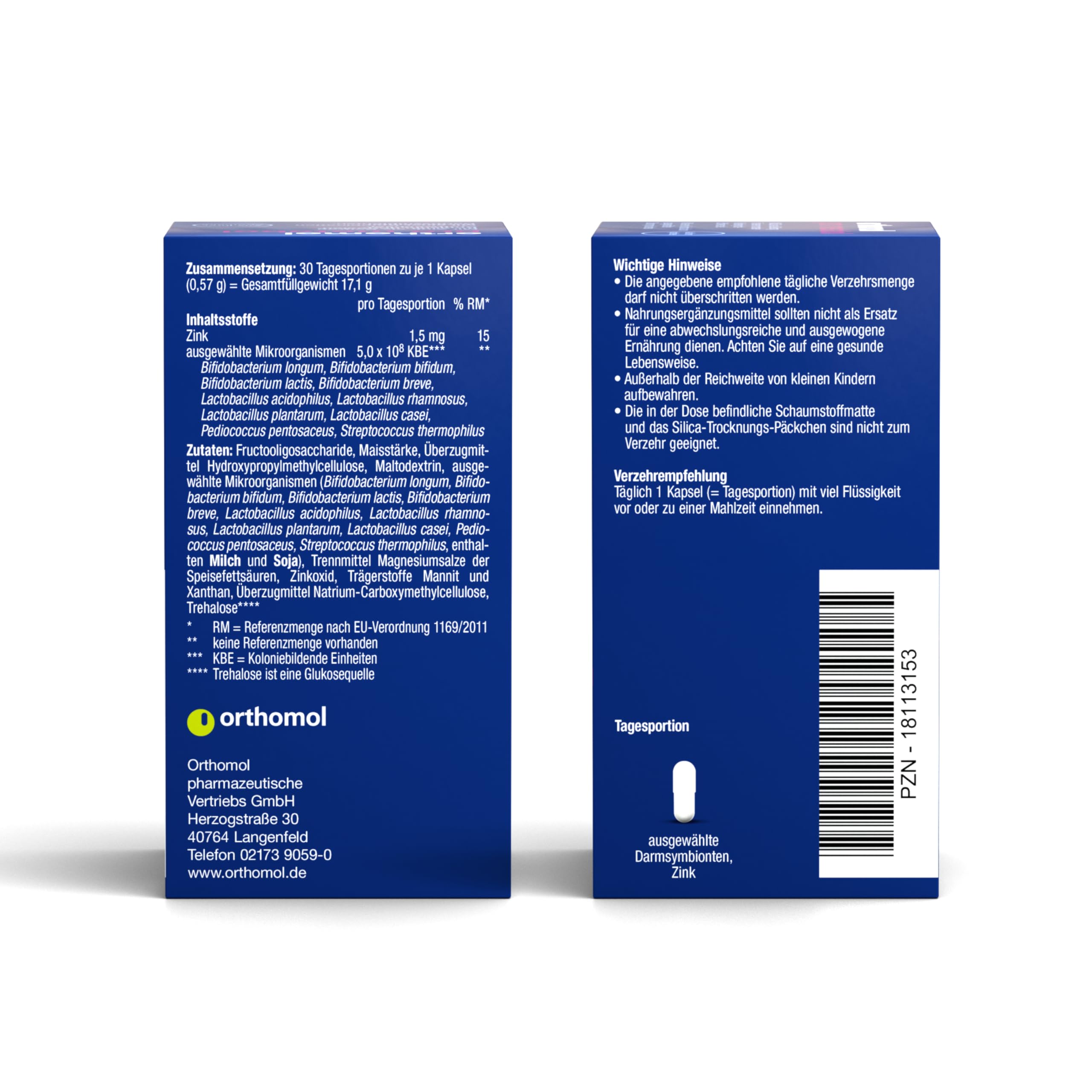 Orthomol Pro metabol: Nahrungsergänzung mit 10 ausgewählten Darmsymbionten + Zink zur Unterstützung des Darms, u. a. im Rahmen des Gewichtsmanagements, 30 Kapseln