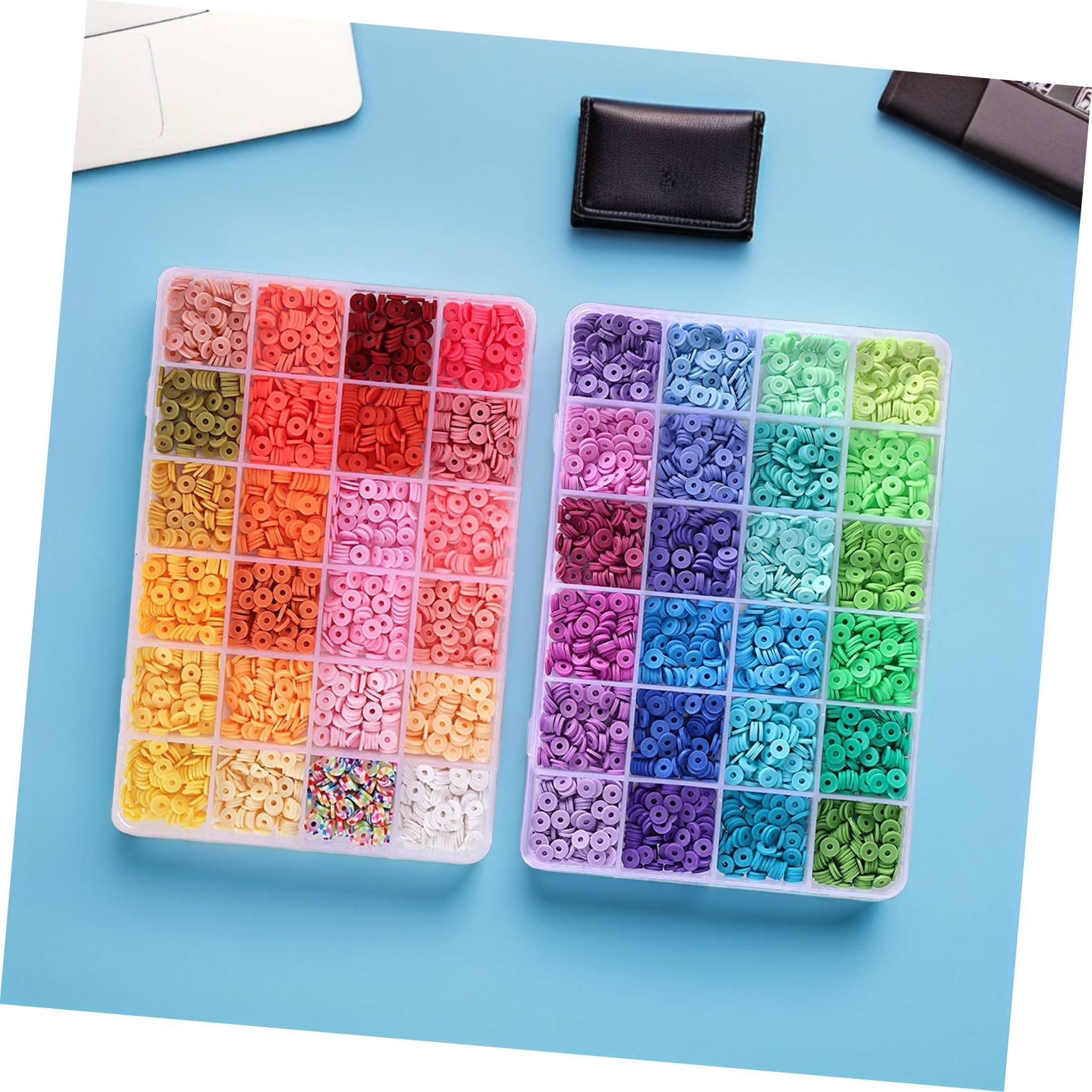 TEMPNAP Kit Complet de Perles D'argile Polymère Multicolores Boîte de Rangement Pratique pour Création de Bracelets DIY Différentes Formes Étoile et Anneau
