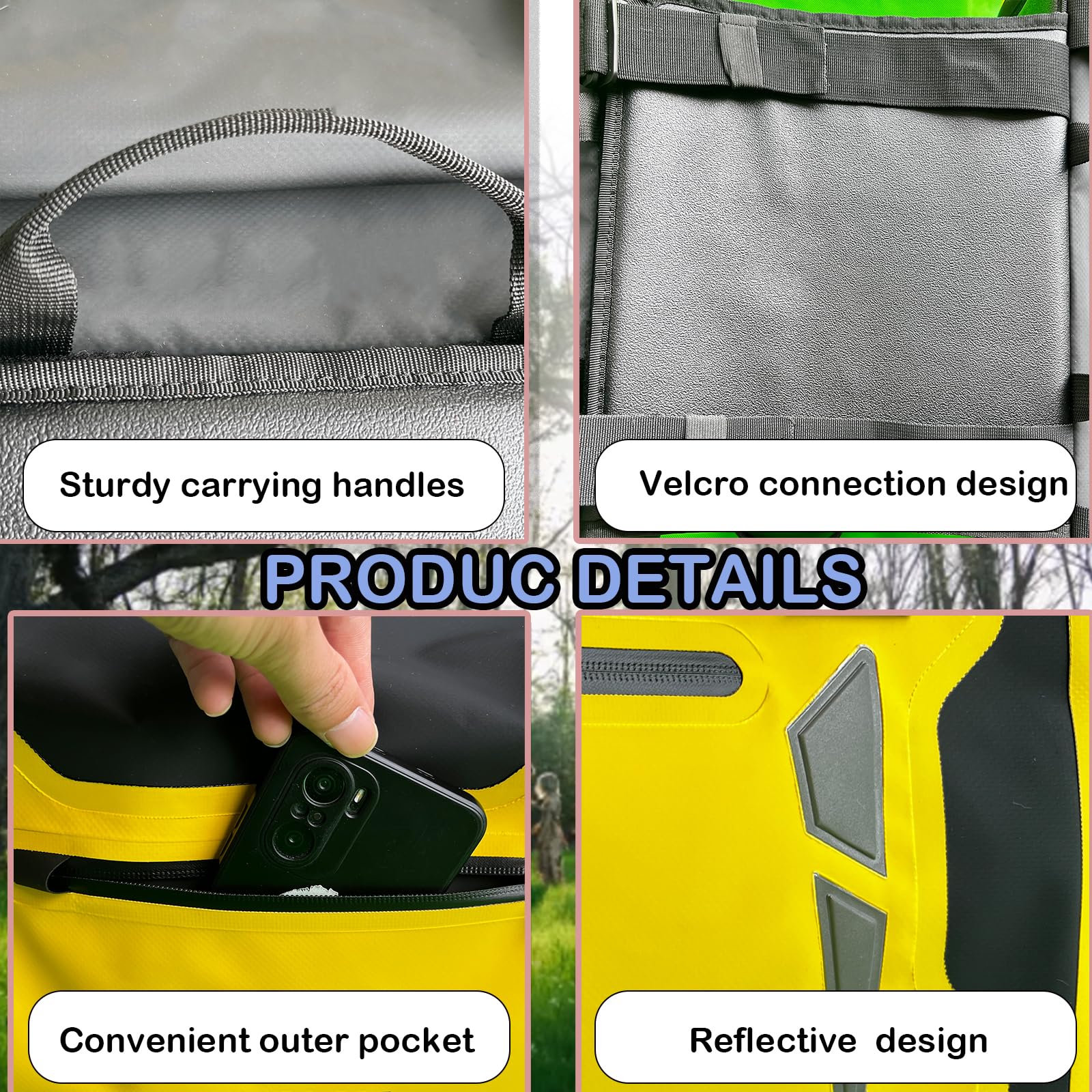 Bolsa Lateral Moto Impermeable 60L (30L*2) de Sillín para Motocicleta - Alforjas y Pannier para la Mayoría de Bastidores (Amarillo)