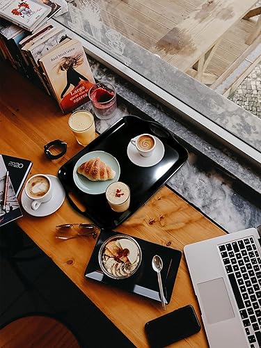 Miniatura 6 de KAQAHIDO Bandejas grandes de melamina para comer, 17.5 x 12 pulgadas, bandeja para servir aperitivos, embutidos, aperitivos, cupcakes, postres, sin