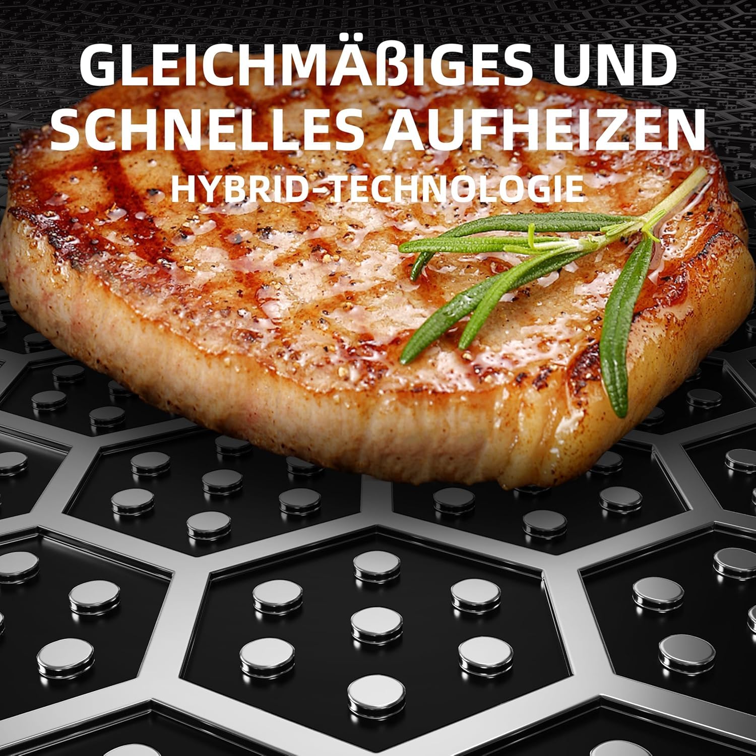 Kiseely Hybrid Wokpfanne mit Deckel 34 cm, Antihaft edelstahl Wokpfanne induktion, Bratpfanne mit Antihaftbeschichtung, Induktionfest pfanne, BPA/PFOA-frei wok (RD1)