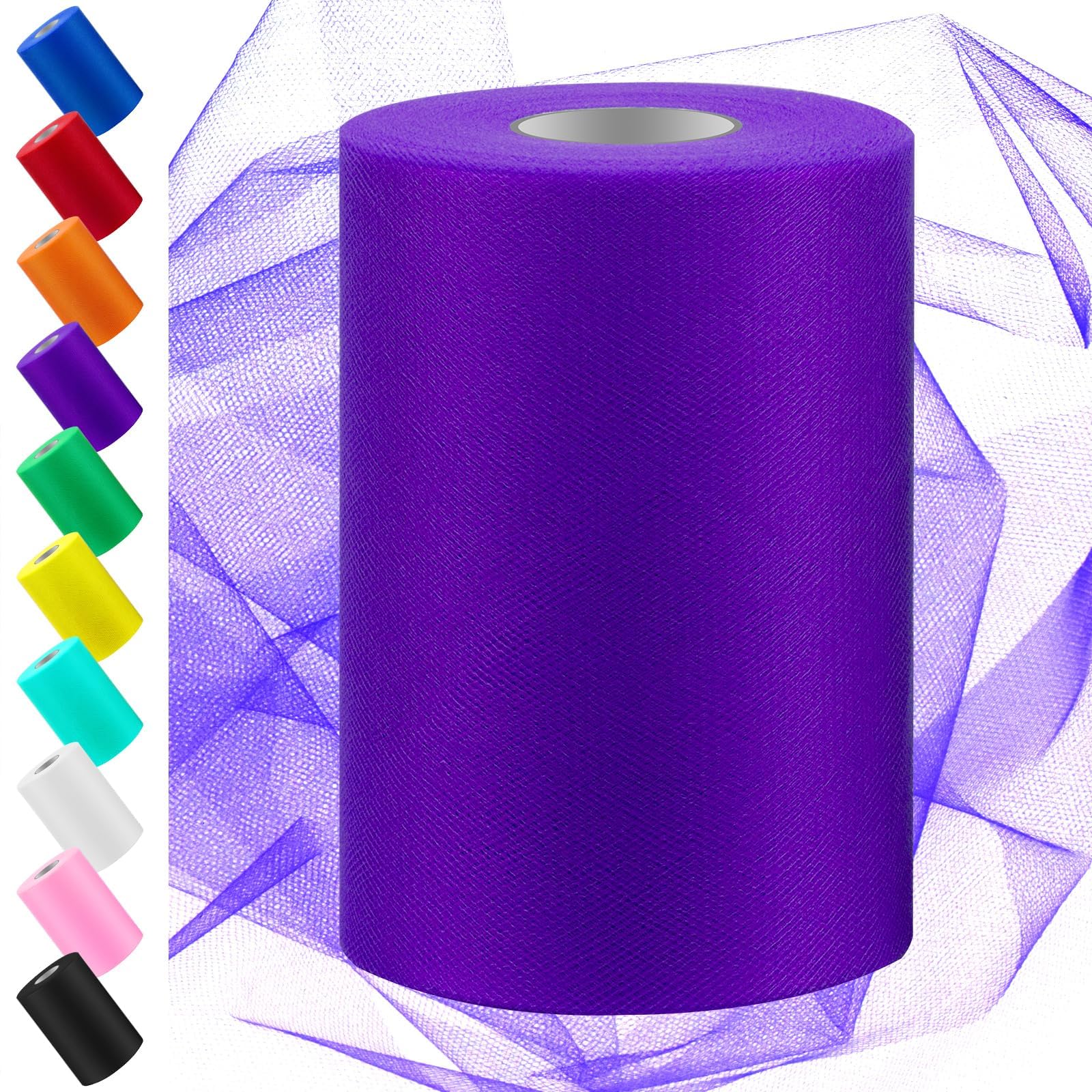 Swpeet Rotolo Di Tessuto Di Tulle Rosso Pesca, 15,2 Cm X 91,4 M, Rotolo Di Tessuto Di Tulle, Nastro Di Tulle Velato A Rete In Poliestere Per Fai Da Te, Feste Di