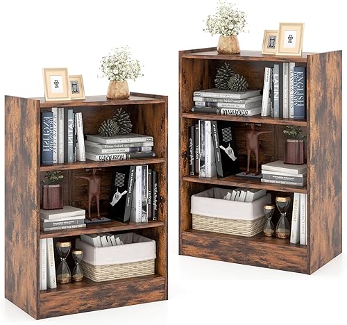 Miniatura 12 de Giantex Estantería de 3 cubos color blanco – Estantería abierta de 3 niveles blanca moderna con estantes ajustables, dispositivo antivuelco,