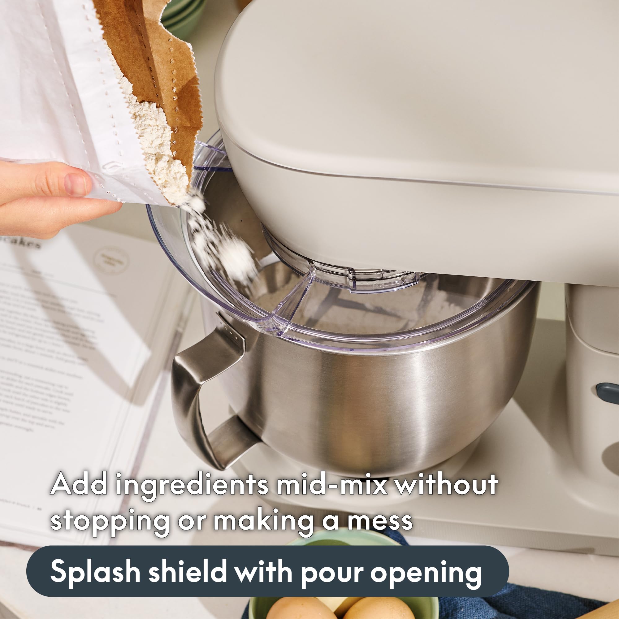 bella STIR 5.3Qt Tilt-Head Stand Mixer, 12-Speed Countertop Mixer, Oatmilk view 6