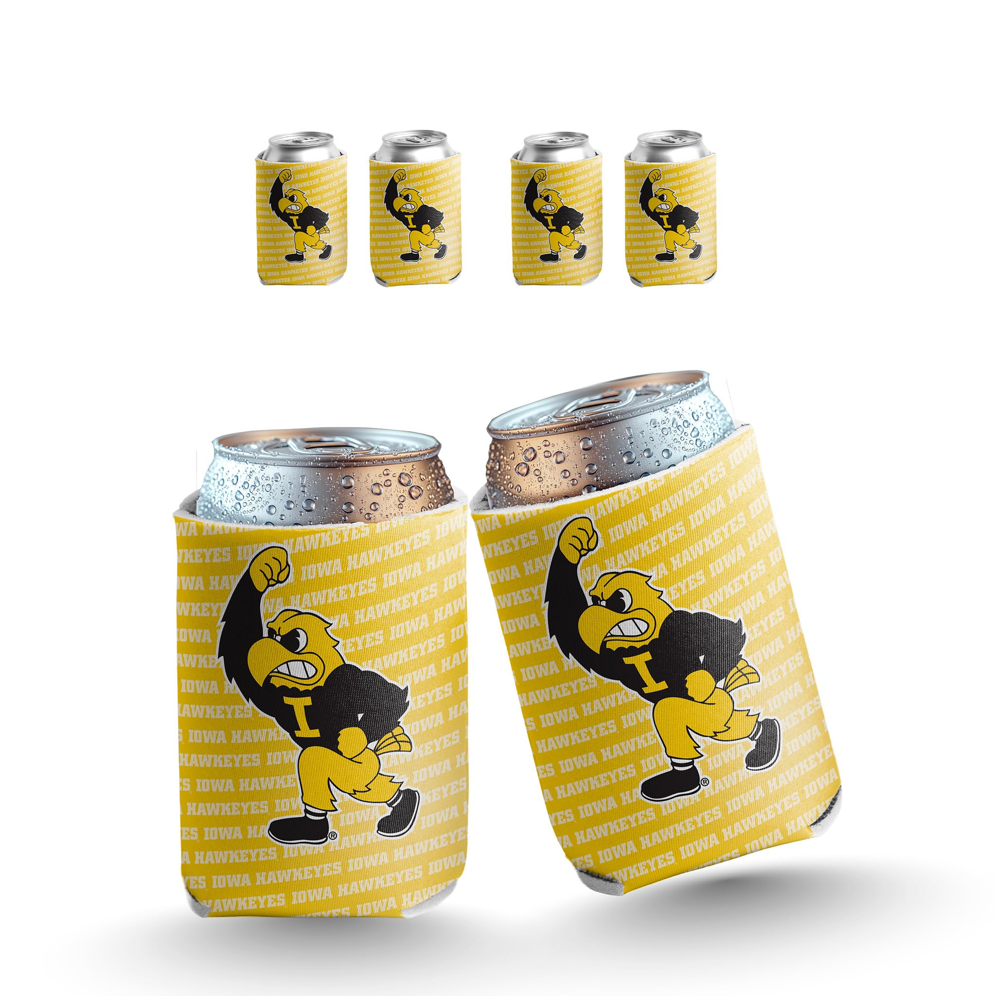 University of Iowa Can Coolers – 6-Pack Officially Licensed Hawkeyes Drink Sleeves – Fits 12oz Cans & Bottles – Foam Insulated for Tailgating, BBQs &