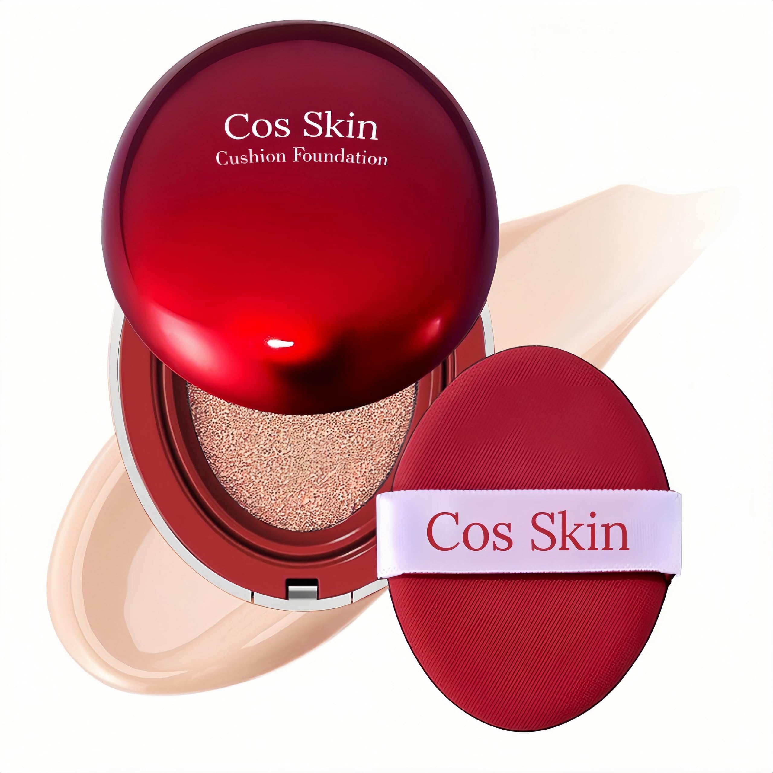 Cushion Foundation Hydrating Velvet Matte Finish 24H Long-Lasting Waterproof Korean BB Cream Compact Breathable Skincare Base with 3