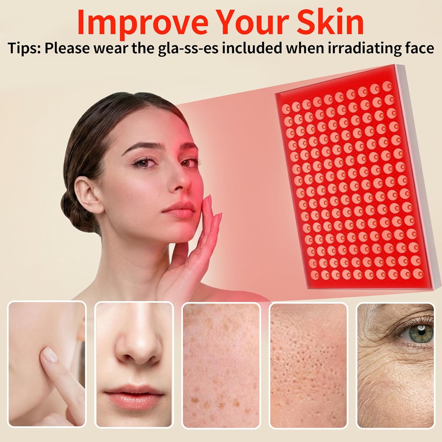 Red Light Therapy, Dual Chip Elite Grade LED Red Infrared Light Device with Near-Infrared Light 660nm 850nm High Power Red Light Therapy Panel at Home, Ideal for Body, Face,100W