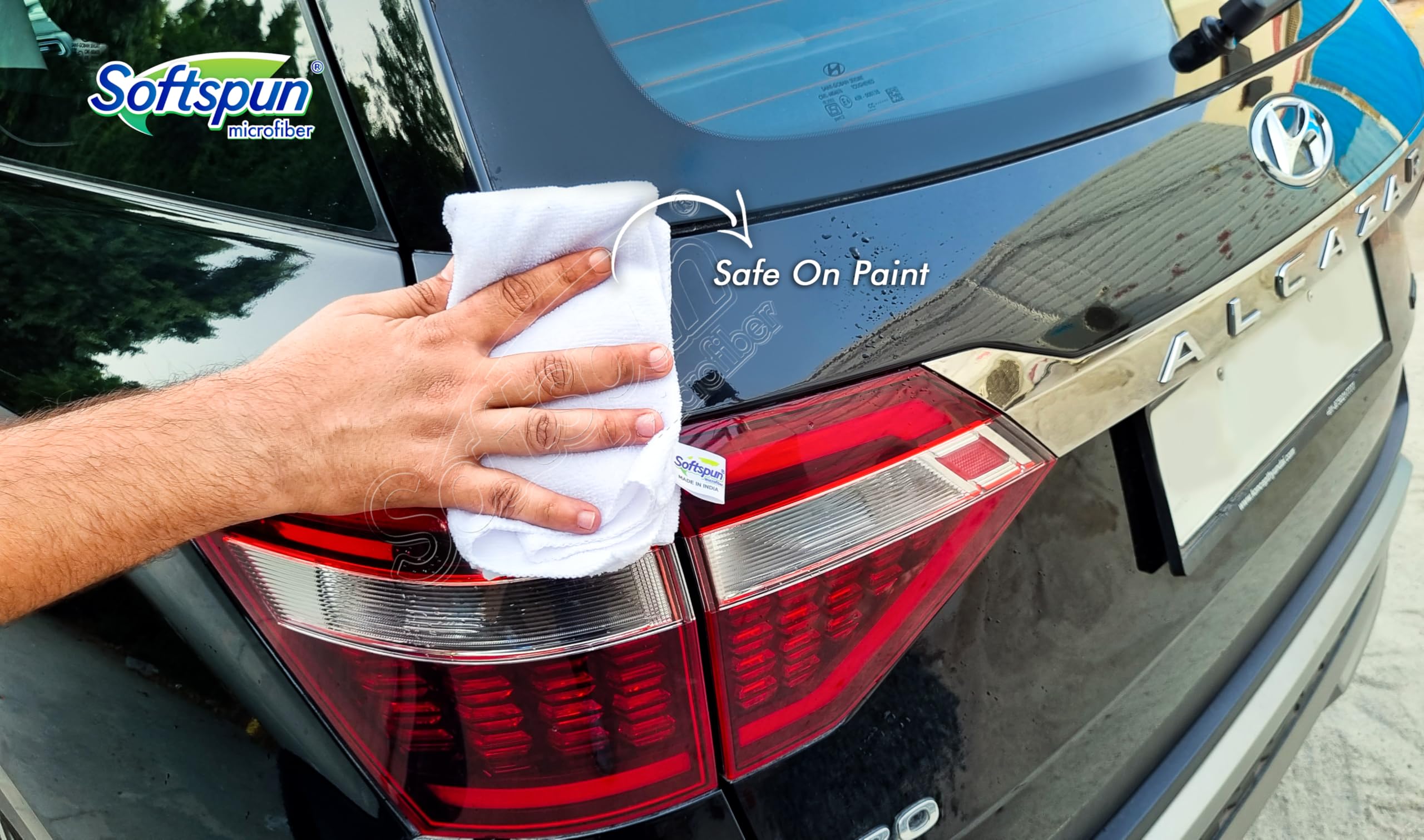 SOFTSPUN Microfiber Cleaning Cloths 4 pcs 40x40cms 220 GSM White! Highly Absorbent Lint and Streak Free Multi Purpose Wash Cloth for Bike & Car Stainless Steel Silverware.… - Image 4 thumbnail