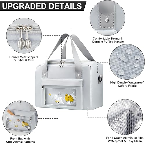 Miniatura 3 de FeichiCase Bolsa de almuerzo aislada para mujeres y hombres, bolsas de almuerzo reutilizables, a prueba de fugas, bolsa térmica para alimentos, para