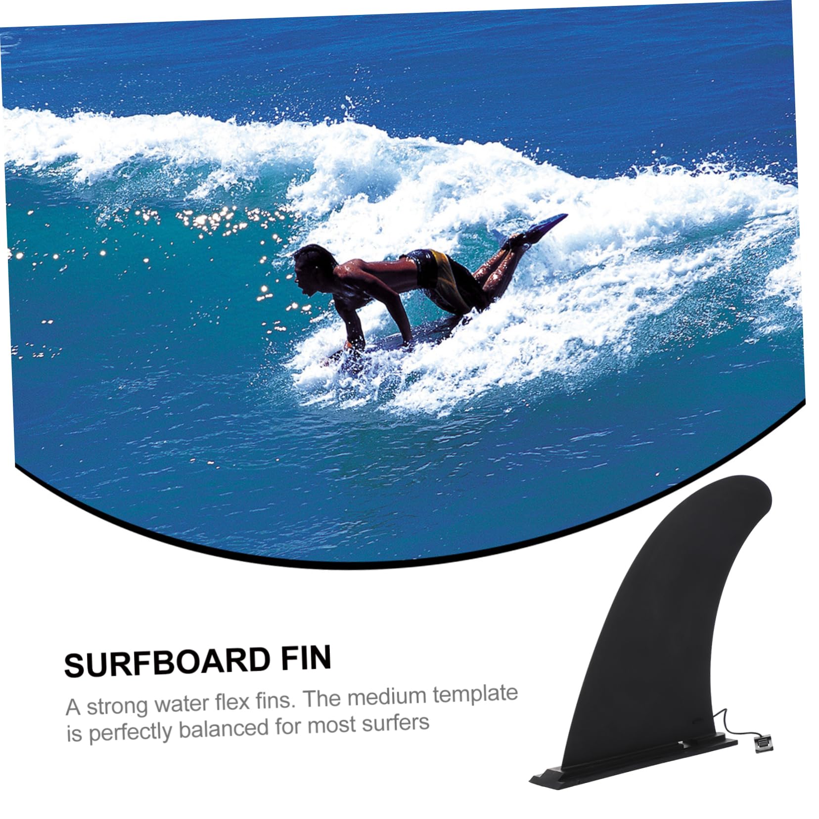 Lot de 3 Ailerons de Surf Centraux en Nylon Noir, à Clipser, pour Planche de Surf, Maintien Renforcé et Virages Serrés | Pivot Facile, Forte Flexion L’eau, Lot de 3 Pièces, Compatible Longboard