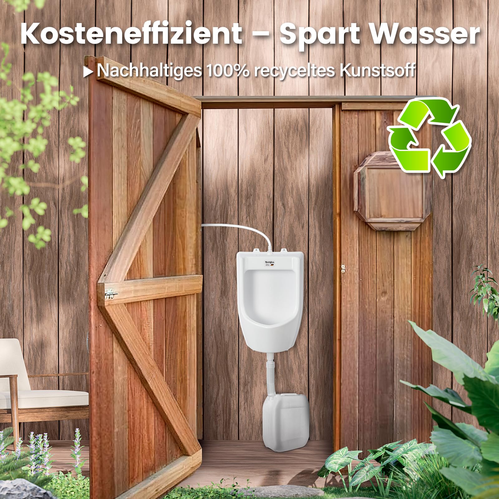 Pisuar z tworzywa sztucznego z wężem, sitkiem do pisuaru i akcesoriami – męski zestaw WC dla mężczyzn stojący toaleta miska pisuaru, plastikowy ścienny pisuar do ogrodu, toalety, domu, na kemping