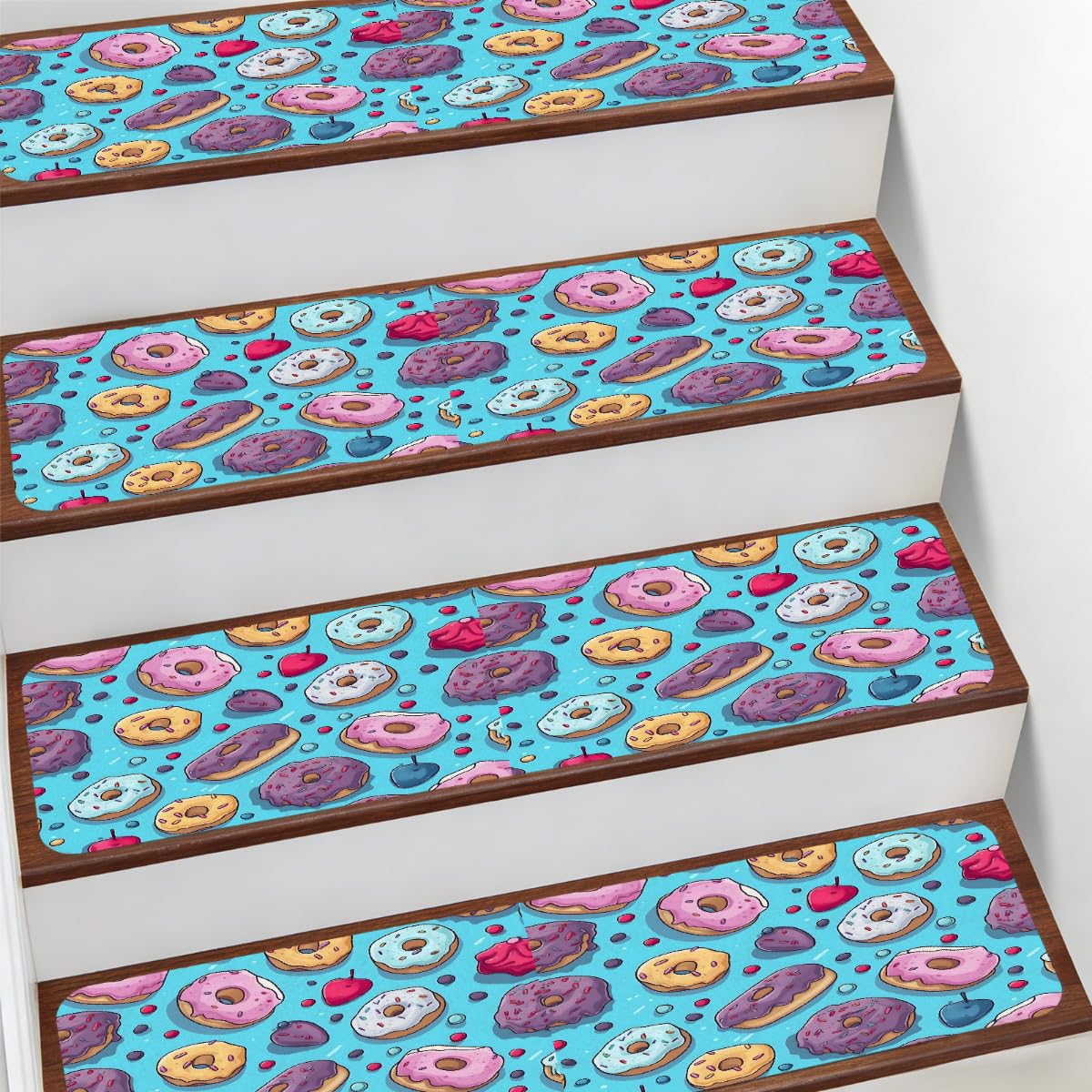 Protectores de escaleras de 7.8 x 30 pulgadas lavables con diseño de postres