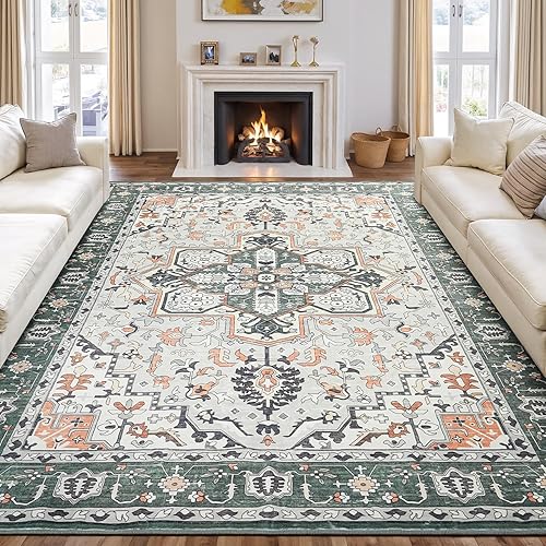 Miniatura 73 de Rugflix Alfombras de área de 8 x 10 pies para sala de estar, alfombra grande lavable, resistente a las manchas, pelo bajo, alfombra oscura moderna