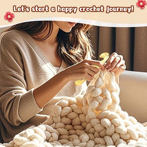 Miniatura 6 de UzecPk Gancho de ganchillo grande de 0.71 pulgadas, ganchos de ganchillo ergonómicos, enorme ganchillo, aguja de ganchillo para principiantes,