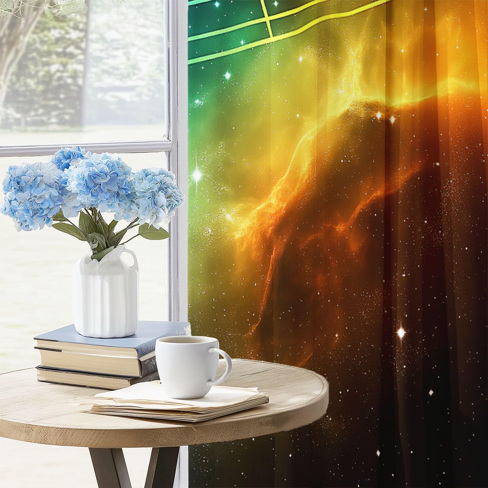 Isolant Anti-Froid et Chaleur, Rideaux Thermiques 91.5L X 160H cm (2 Panneaux), Notes Fantastiques Nébuleuse pour Chambre d'enfant, Coloré
