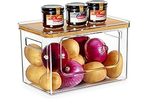 Clear Potato Holder with Bamboo Top Shelf