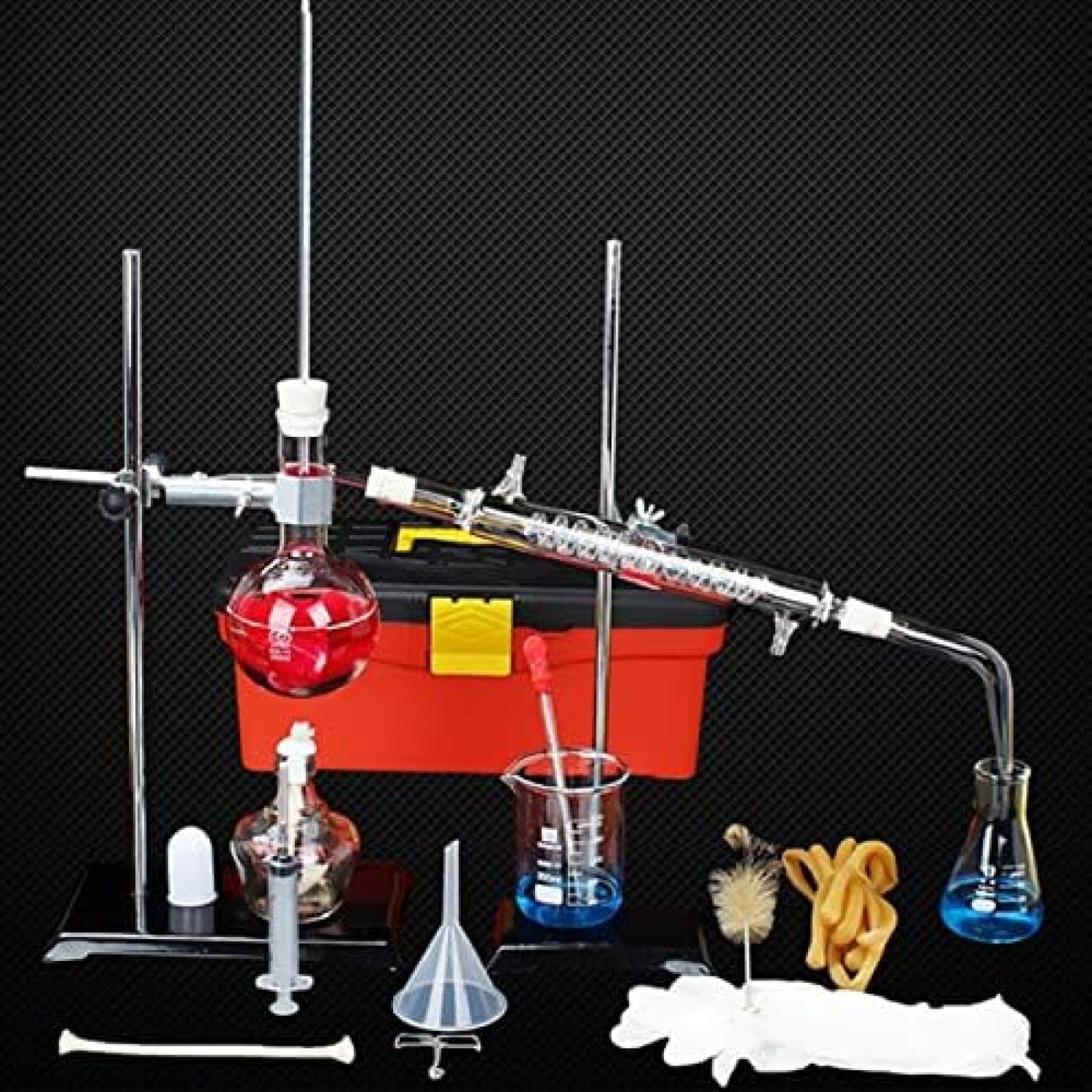 Zestaw urządzeń do destylacji, destylator do oczyszczania gospodarstw domowych, szkło laboratoryjne i sprzęt do eksperymentów chemicznych, pojemność 250 ml