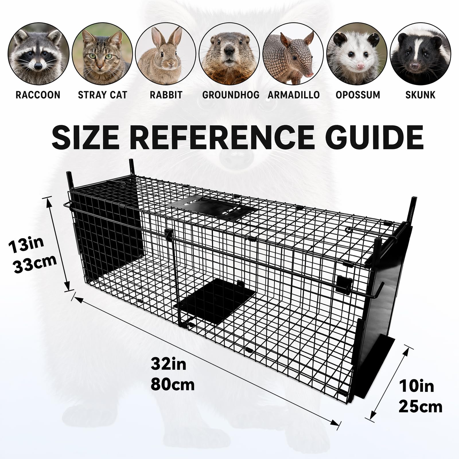 Cage de Piégeage pour Animaux Thealyn, Double Porte, Métallique, Piège Humane, 84 x 33 x 28 cm