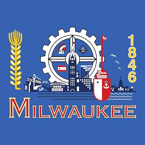 Miniatura 2 de UGP Campus Apparel Camiseta básica de algodón con banderas de la ciudad de Estados Unidos, orgullo natal, Milwaukee Azul Real