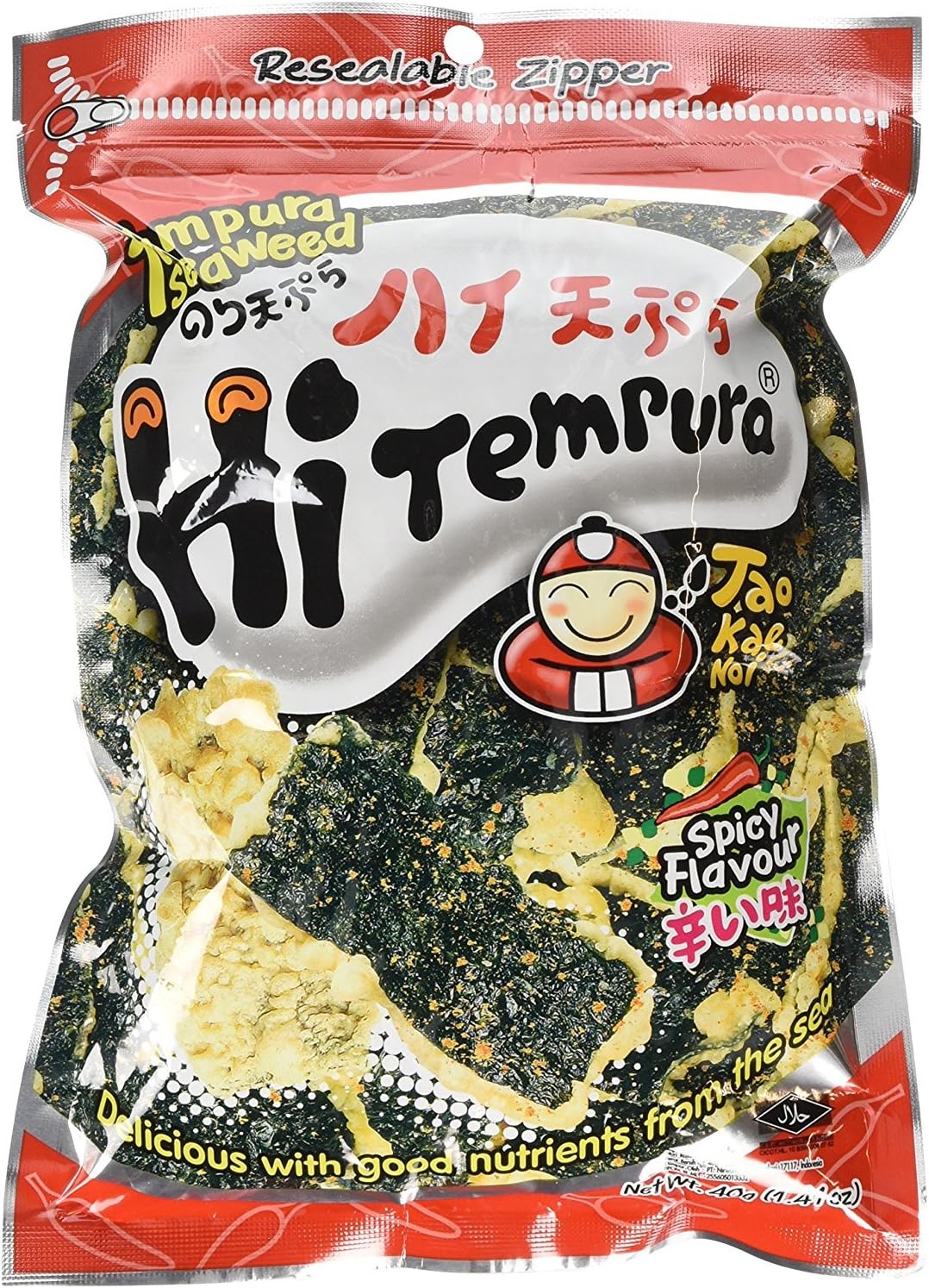 Tao Kae Noi Hi Tempura (Tempura Seaweed Spicy Flavor) - 1.41oz (Pack of 6)