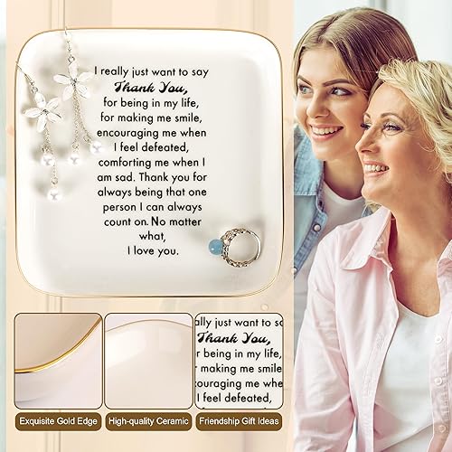 Miniatura 4 de PUDDING CABIN - Plato para anillos para regalo de agradecimiento para mujeres, madres, maestras, compañeras de trabajo con el mensaje "Thank You for