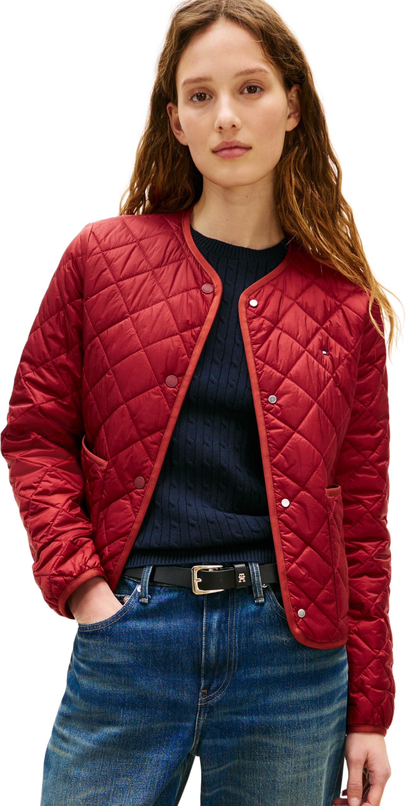 Tommy Hilfiger Women's Lw Padded Reg Quilted Jacket Ww0Ww47290, RED, S