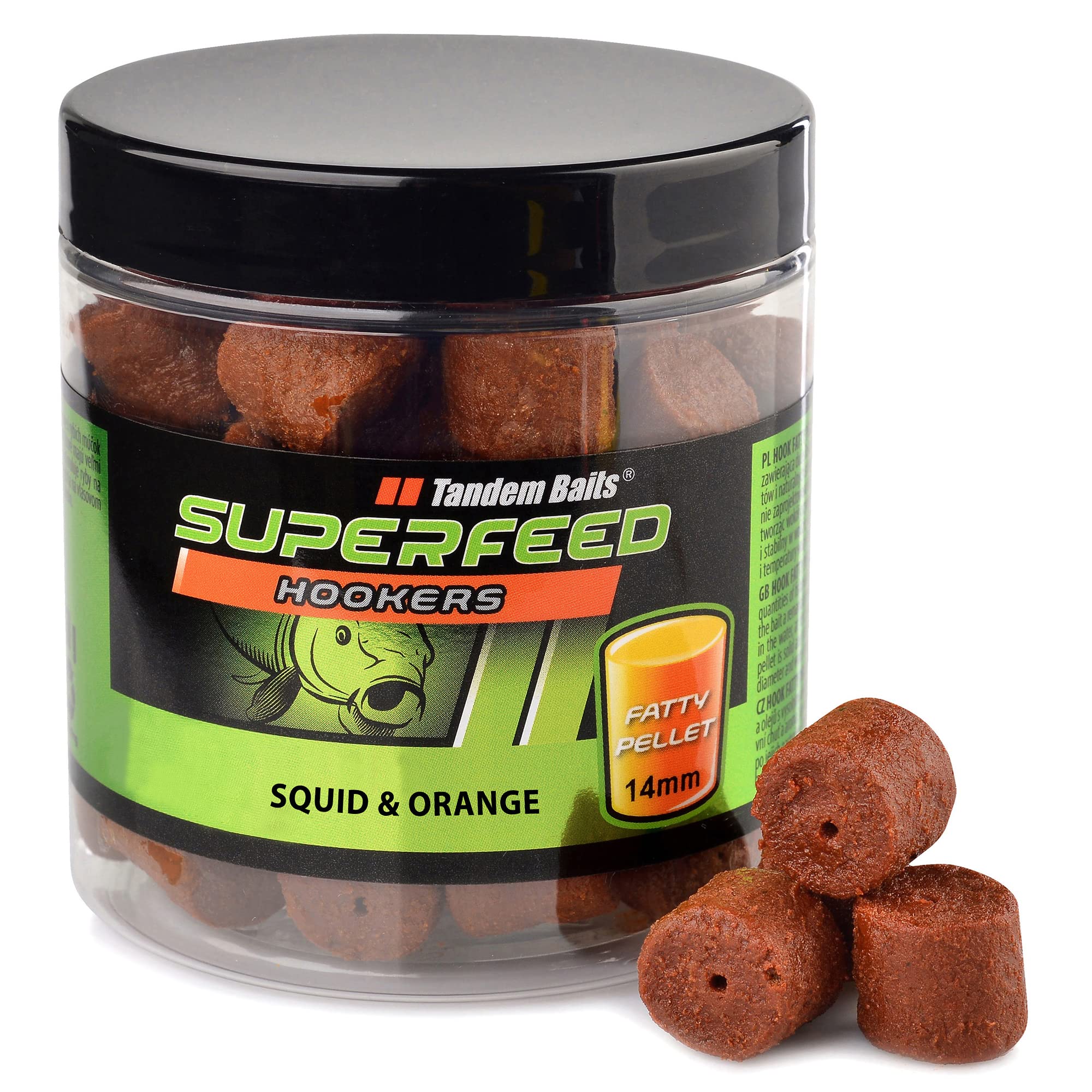 Tandem Baits SuperFeed Hook Fatty Pellet Squid & Orange | Carp Fishing Hookbaits | Carp Pellets | Carp Fishing Bait | Carp Bait | Carp Fishing Accessories for Monster Fish 14mm 150g