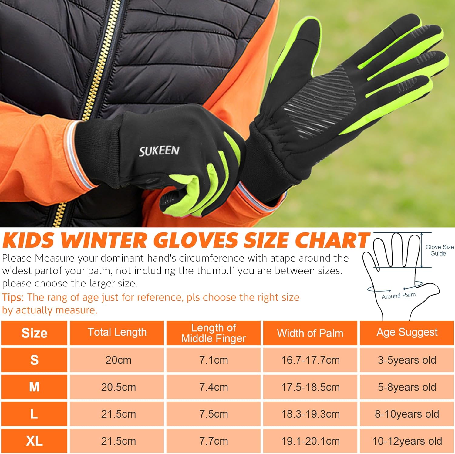 Sukeen Kids Winter Gloves, Touchscreen Anti-Slip Kids Cycling Gloves for Kids Boys Girls, Lightweight Boys Gloves for Running Cycling Biking Sports Outdoor - Image 4