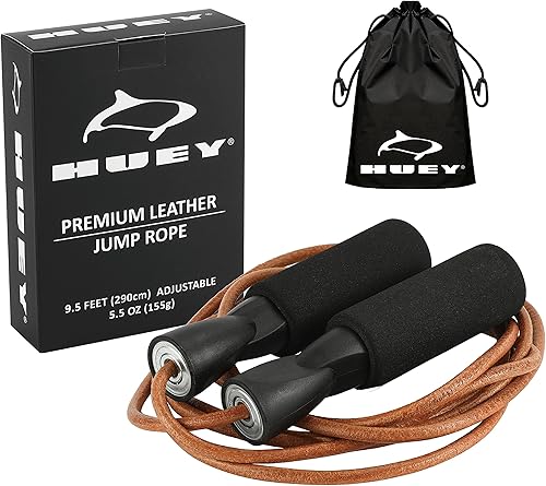 HUEY Cuerda de saltar deportiva de cuero para entrenamiento de velocidad, silencioso, boxeo, artes marciales mixtas, cardio, crossfit, fitness,