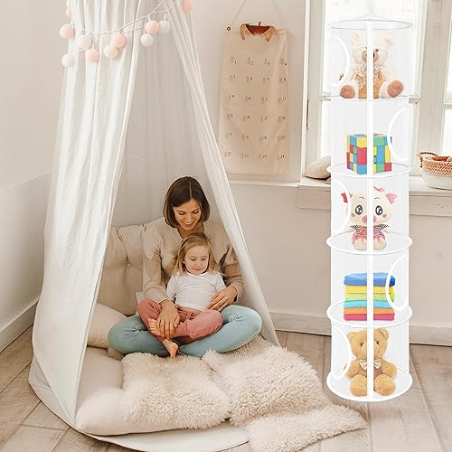 Miniatura 30 de Libeder Organizador de bolsas de almacenamiento de malla para colgar y ahorrar espacio, organizador de almacenamiento plegable con 3 compartimentos