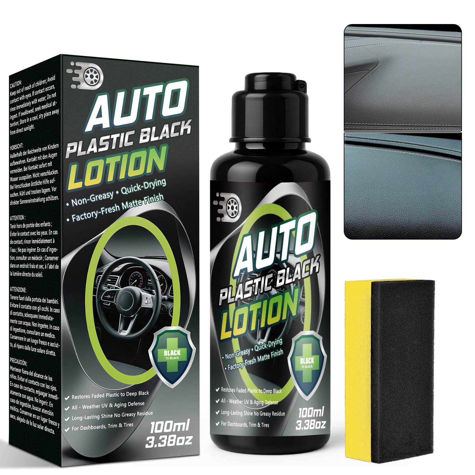 Back to Black Trim Restorer, Car Plastic Restorer Black for Interior & Exterior, Revives Faded Trim with Deep Black Finish, Prevents Aging & Cracking, Long-Lasting Shine (100ml)