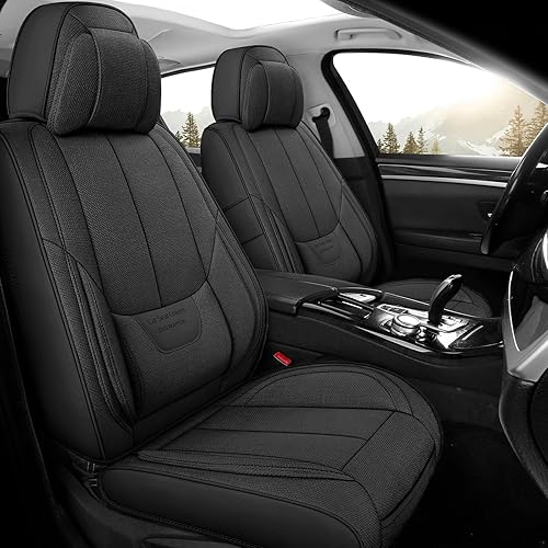 NS Yolo - Juego completo de fundas de asiento de automóvil, accesorios universales de cuero para asiento de automóvil, incluye gancho para asiento