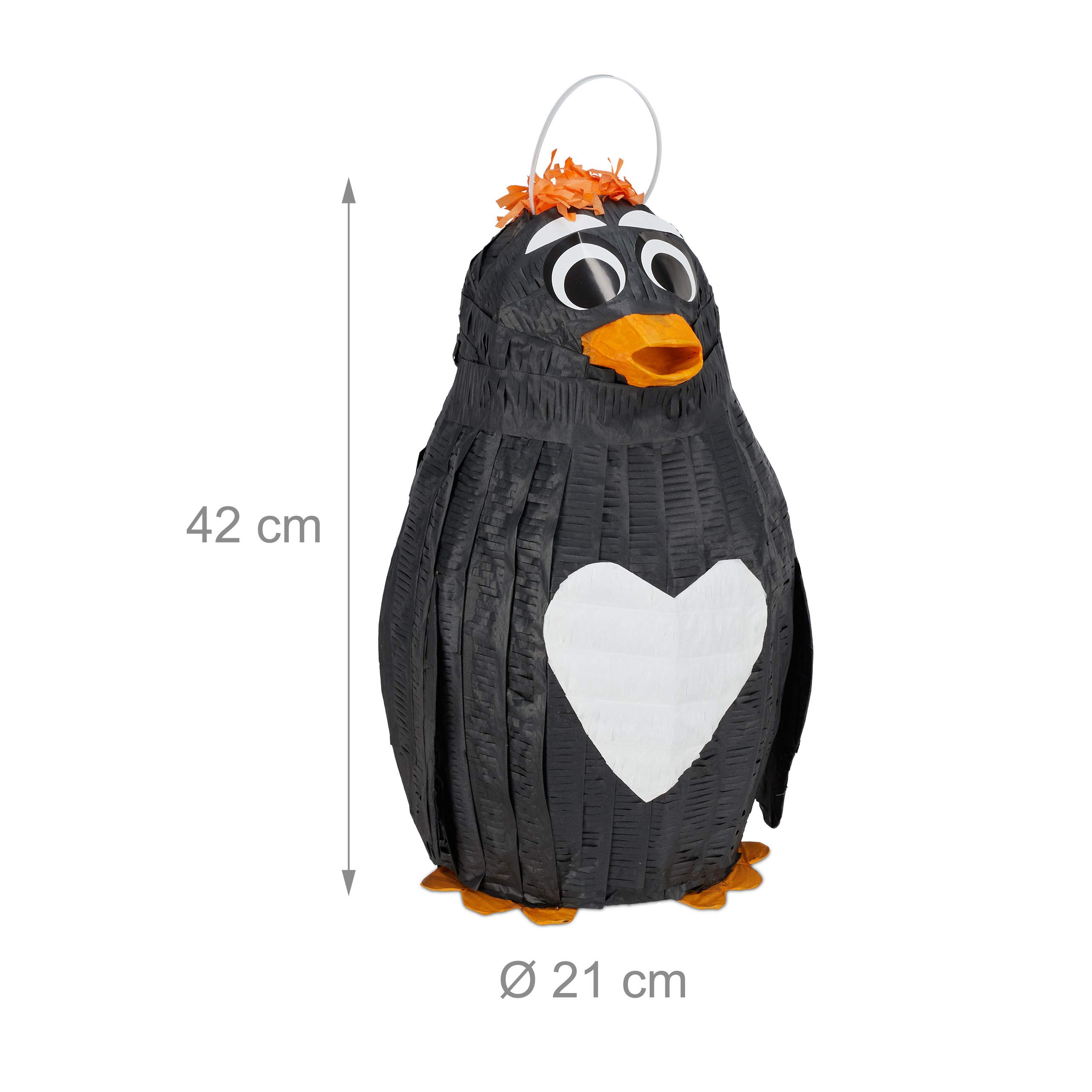 3 Piñatas Pingüino, Alas Móviles, para Colgar, Fiestas Cumpleaños Niños y Niñas, Rellenables, de Papel, Negra