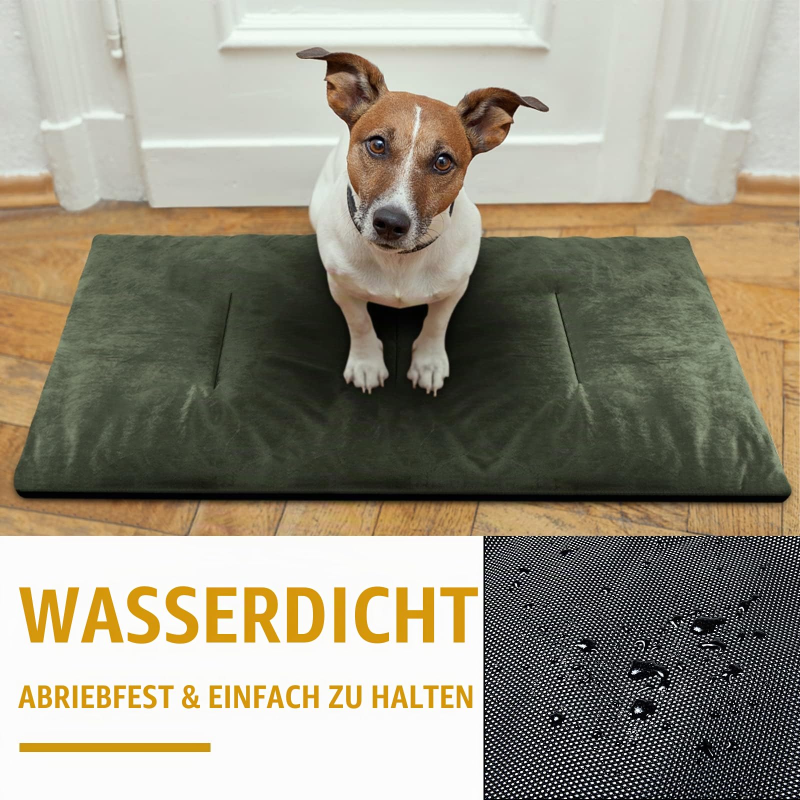 OneTigris Hundedecke 110cm*68cm, Verdickung Samt Hundematte mit Rutschfester Sohle, Velvet Hundebett für Große & Mittelgroße Hunde Reise Camping Outdoor, Reversibel und Tragbar Händewaschen