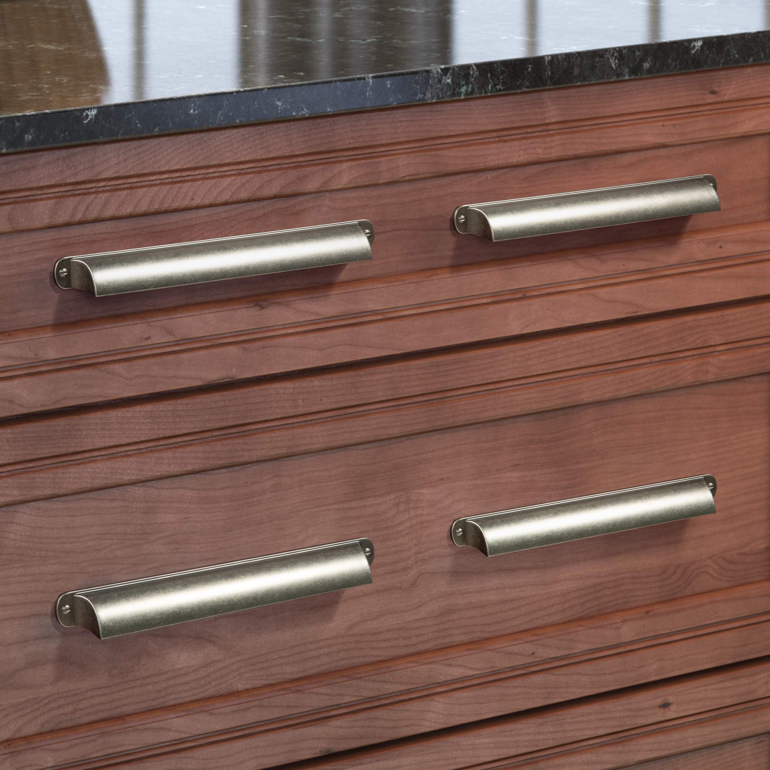 Goo-Ki Paquete de 6 tiradores de níquel antiguo para cajones, 7.5 pulgadas, C-C, vintage, retro, plata antigua, manijas de aleación de zinc, accesorios de cocina