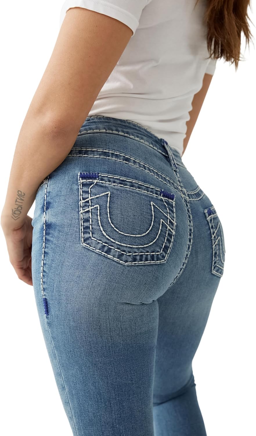 True Religion Women's Halle Mid Rise Super Skinny Super T Jean