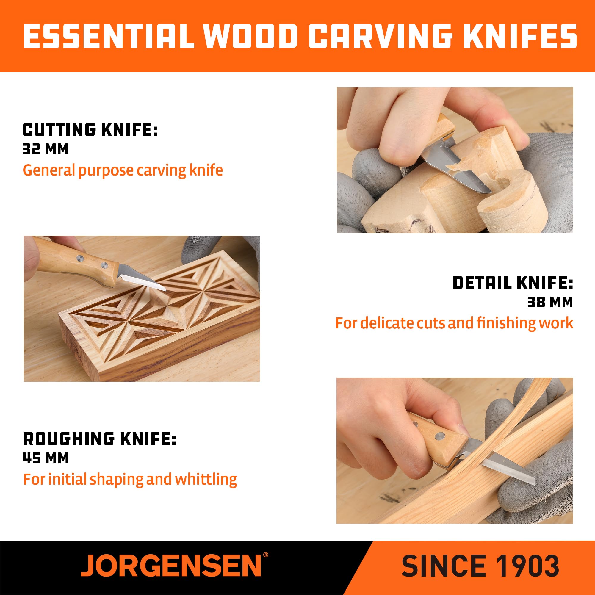 Jorgensen 3-Piece Wood Carving Tool Set with Stainless Steel Knives — Amazon image 7
