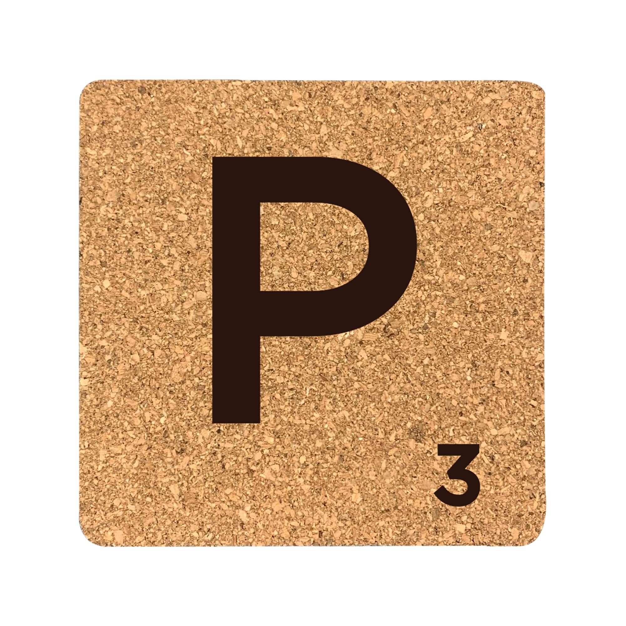 eBuyGB Scrabble Drinks Coasters, Square Cork Coaster, Individual Alphabet Letters, Scrabble Tiles with Score Marks